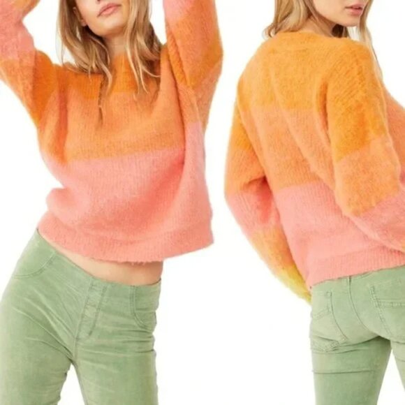 New Free People Autumn Sky Pullover Autumn Sky Combo Sweater NWT Size Small - Picture 1 of 14